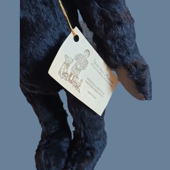 Terry Klink vtg yesterday's memories mohair bear '16" blk/gray - Picture 6 of 7
